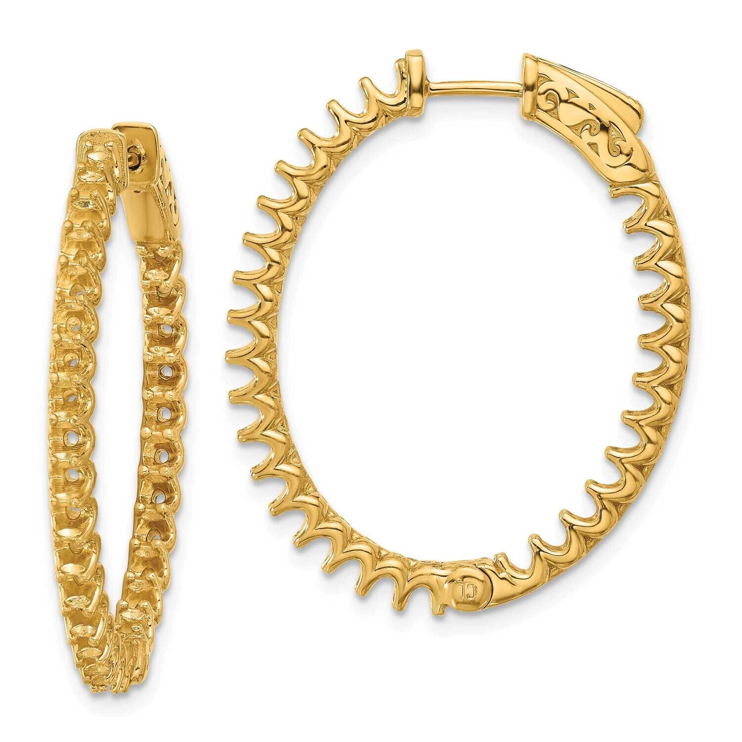 2.9Ct 58-2.3mm In Out Oval Hoop Safety Clasp Earring Mountings 14k Gold XE3265, MPN: XE3265,