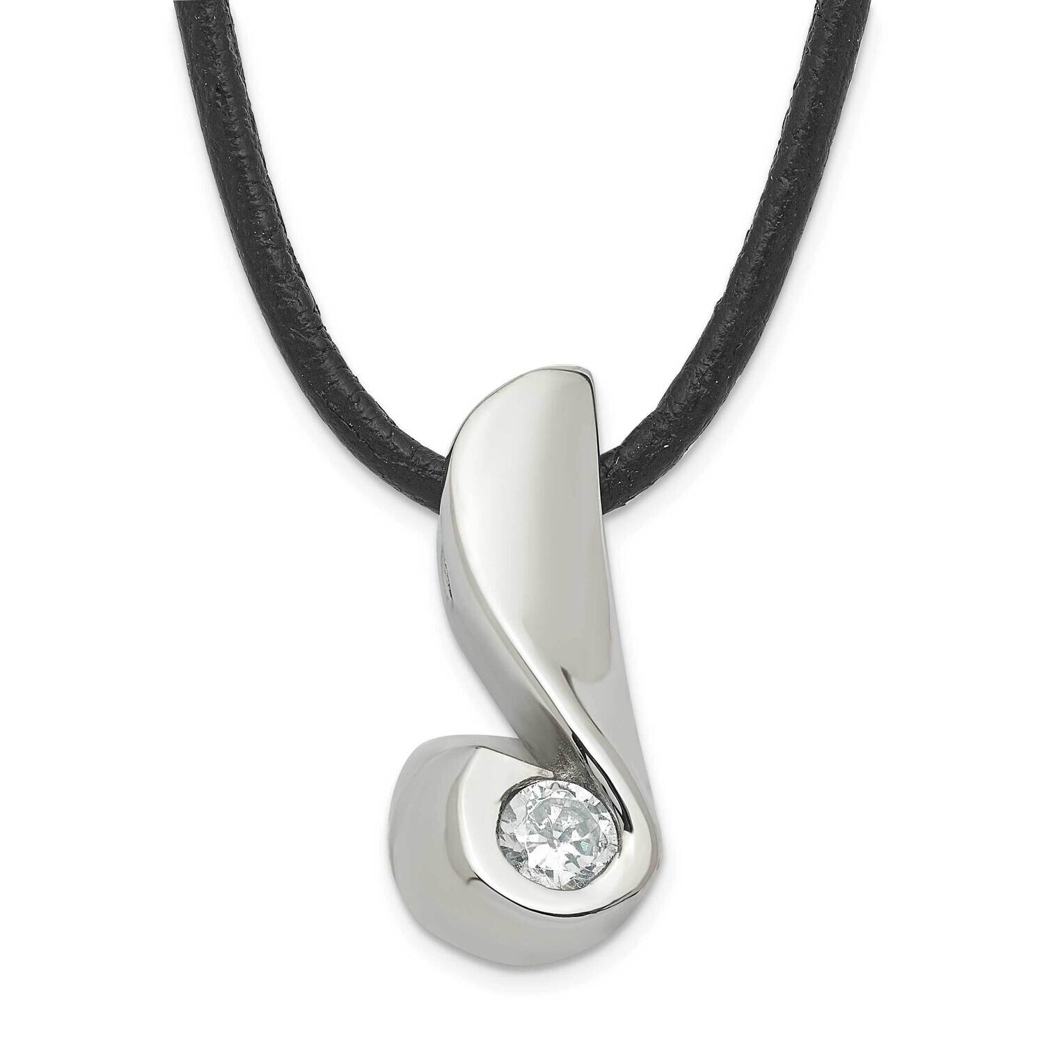 CZ Pendant Necklace Stainless Steel SRN257-18 by Chisel, MPN: SRN257-18, 883957749846