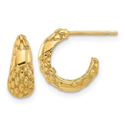 Textured J Hoop Post Earrings 14k Gold TF2351, MPN: TF2351,