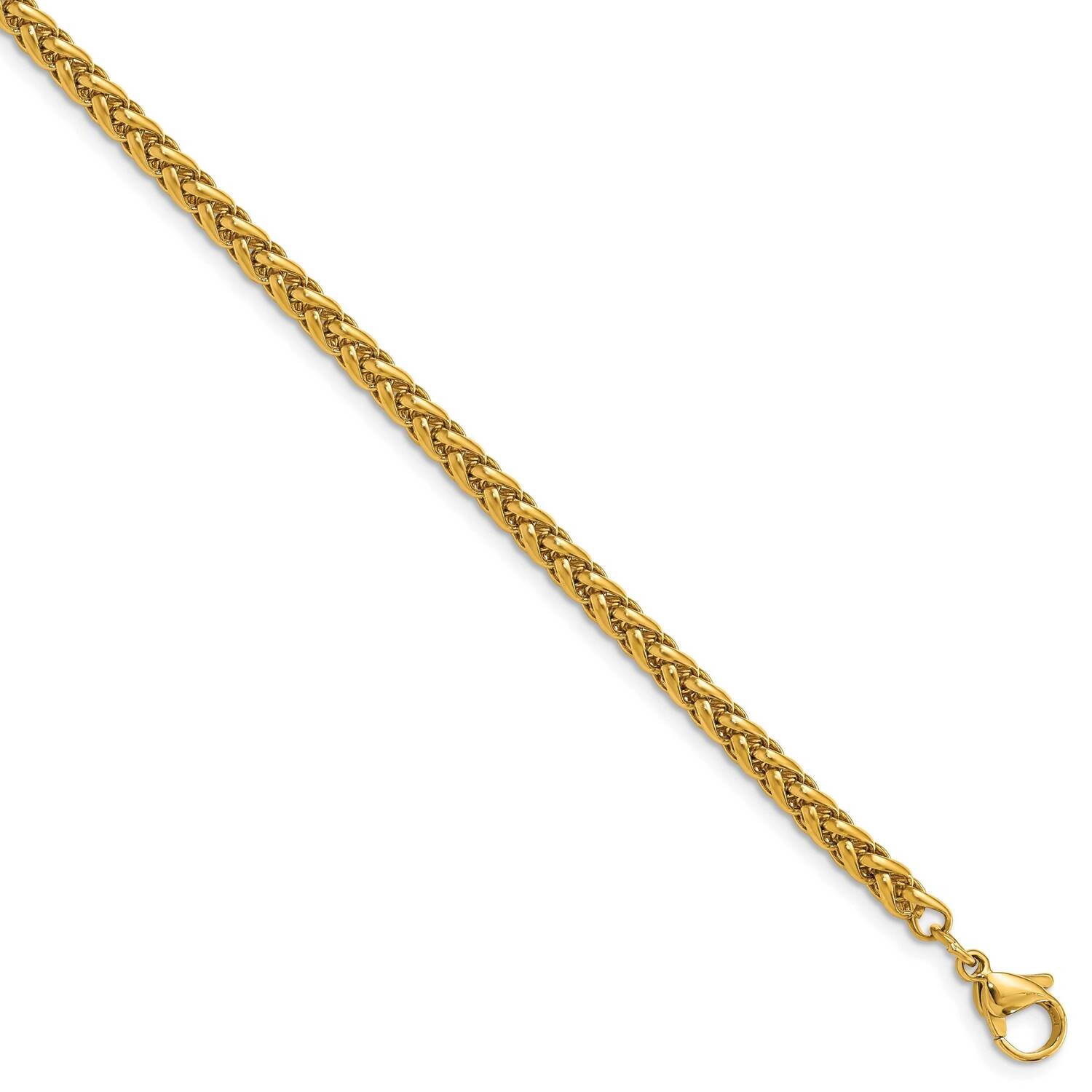 Chisel Polished Yellow Ip-Plated 24 Inch Spiga 4mm Chain Necklace Stainless Steel SRN3044-24