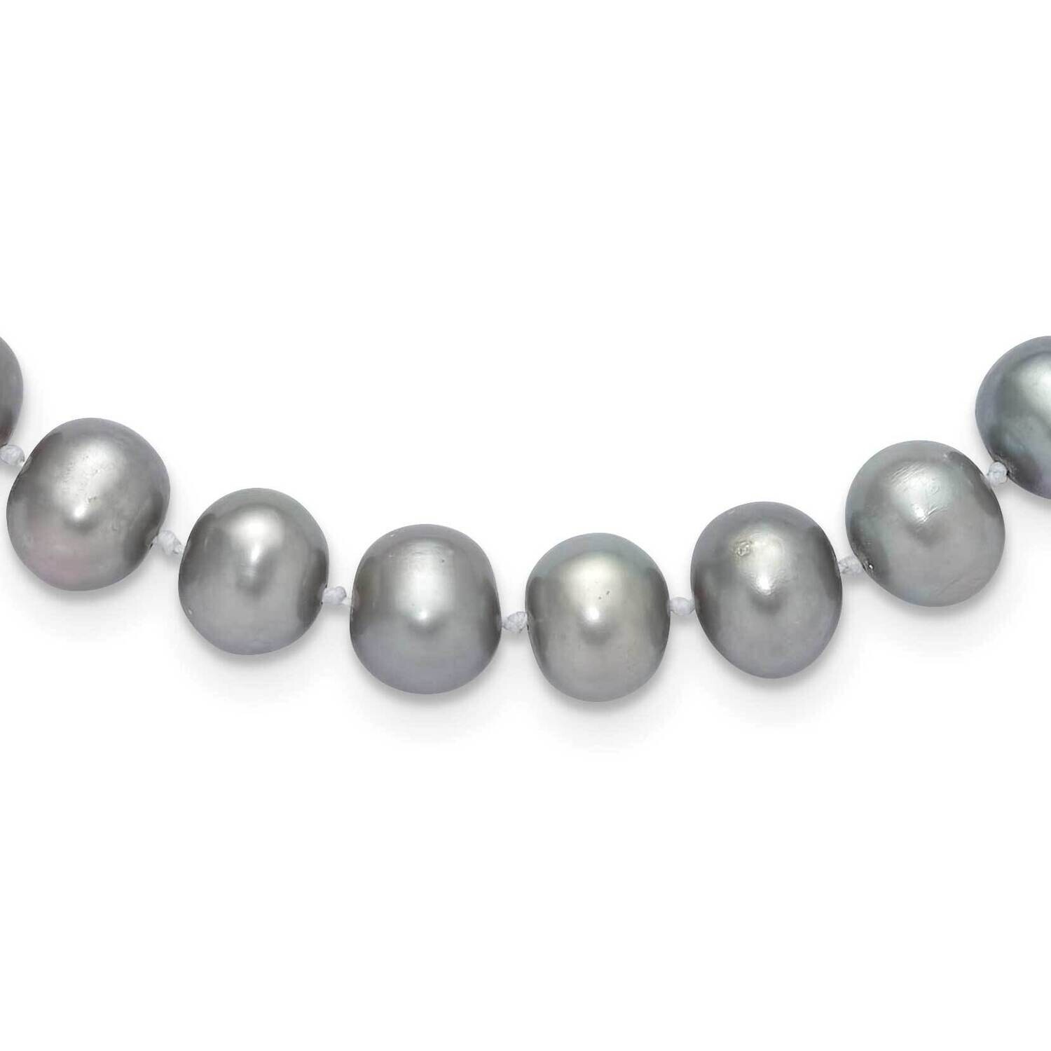 8-9mm Near Round Grey Fwc Pearl 18 Inch Necklace 14k Gold XF819-18