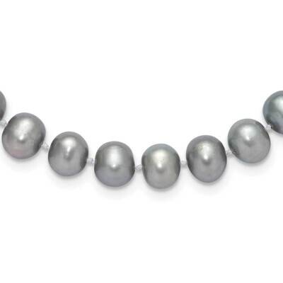 8-9mm Near Round Grey Fwc Pearl 18 Inch Necklace 14k Gold XF819-18, MPN: XF819-18,