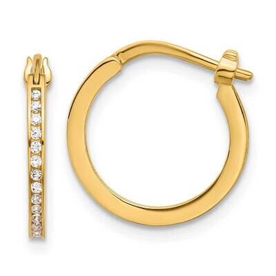 CZ 1.5mm Hoop Earrings 14k Gold TF2310, MPN: TF2310,