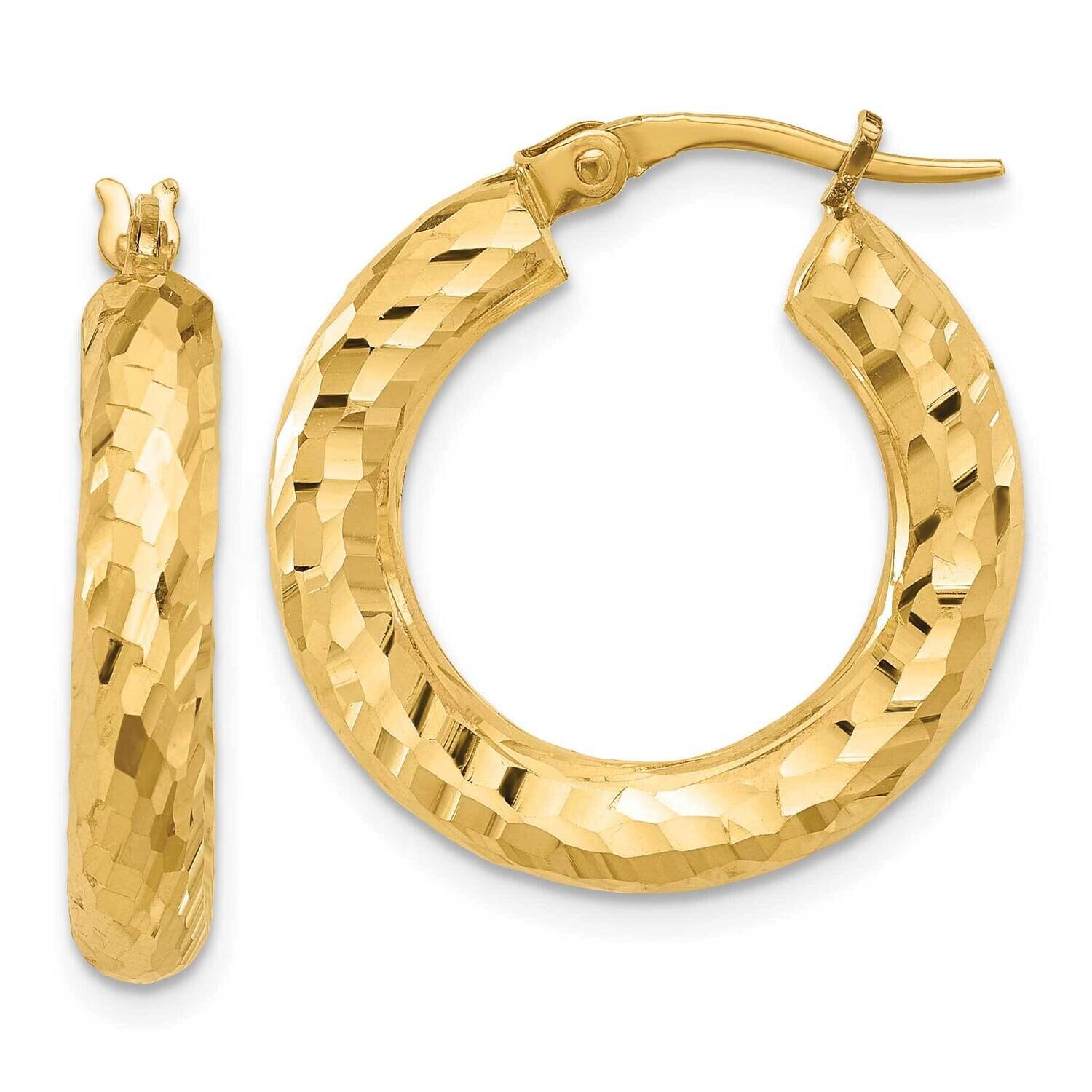 4mm Diamond-Cut Hoop Earrings 14k Polished Gold TC1059