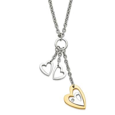 Yellow Ip-Plated Heart Hearts CZ Necklace Stainless Steel SRN608-22 by Chisel, MPN: SRN608-22, 8867…