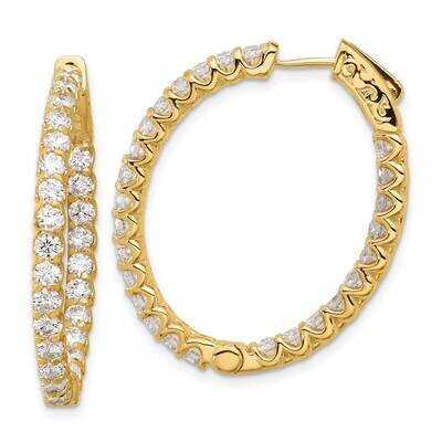 3.1Ct 52-2.5mm In Out Oval Hoop Safety Clasp Diamond Earrings 14k Gold XE3266AA, MPN: XE3266AA,