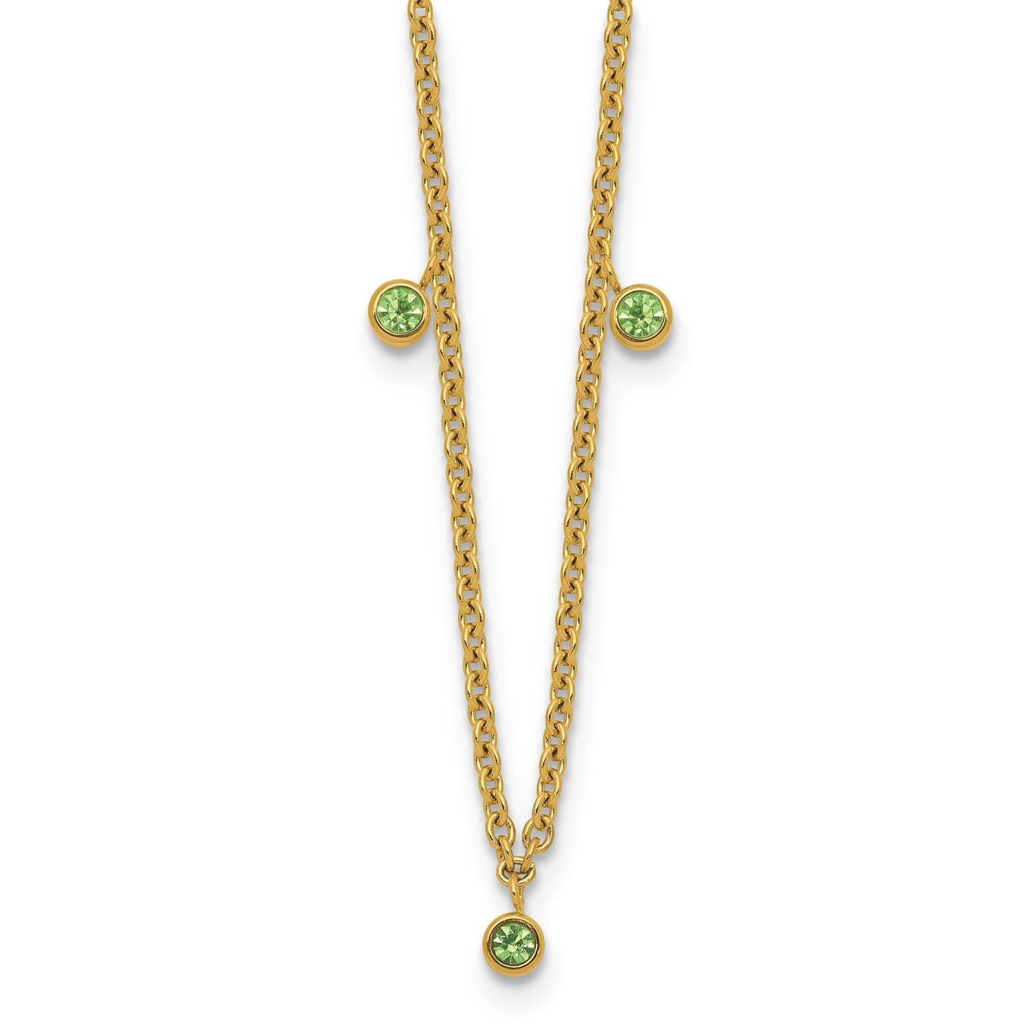 Polished Yellow Ip Green Crystal 2 Inch Extender Necklace Stainless Steel SRN3086GN-17.5 by Chisel,…