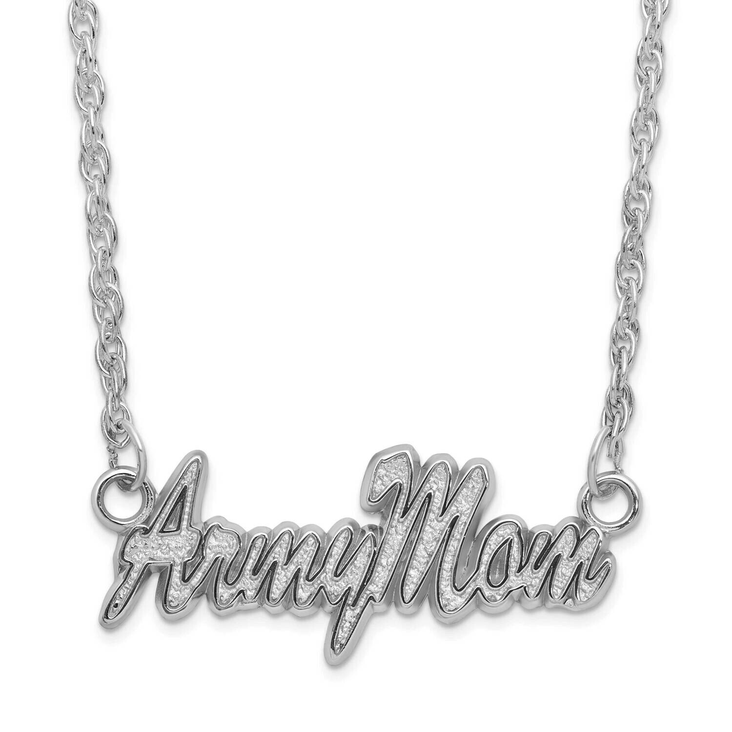 S/S Army Mom Script Necklace Sterling Silver USA029N-SS
