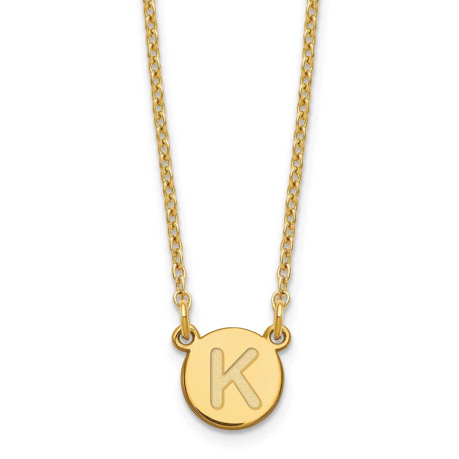 Gold-Plated Tiny Circle Block Letter K Initial Necklace Sterling Silver XNA722GP/K