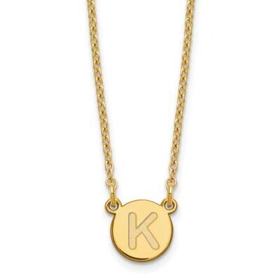 Gold-Plated Tiny Circle Block Letter K Initial Necklace Sterling Silver XNA722GP/K, MPN: XNA722GP/K,