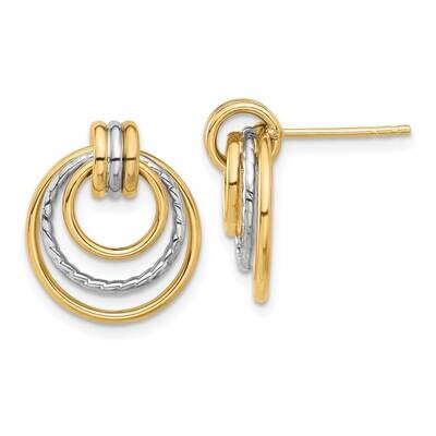 Polished Circle Drop Post Earrings 14k Two-Tone Gold TF2316, MPN: TF2316,