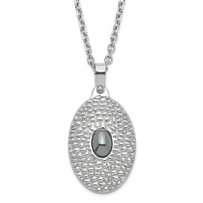 Textured Hematite Oval Necklace Stainless Steel SRN929-20 by Chisel, MPN: SRN929-20, 883957038278