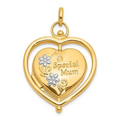 Floral Special Mum Reversible Heart Locket 14k Gold White Rhodium  XL861, MPN: XL861,