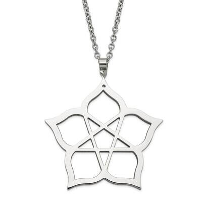 Fancy Polished Flower 22 Inch Necklace Stainless Steel SRN630-22 by Chisel, MPN: SRN630-22, 8867740…