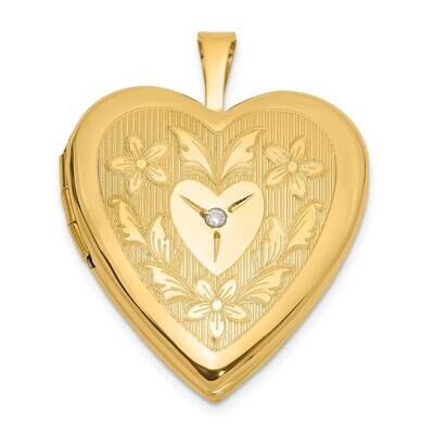 20mm Polished Floral Design Diamond Heart Locket 14k Gold XL848, MPN: XL848, 196904170946