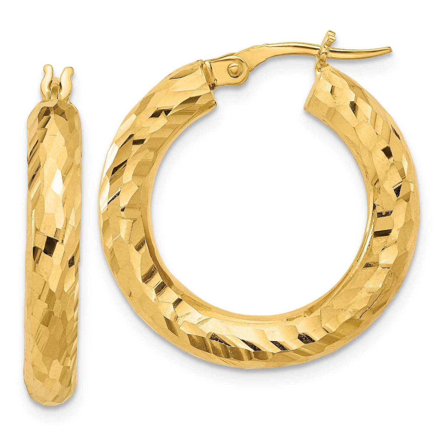 4mm Diamond-Cut Hoop Earrings 14k Polished Gold TC1060, MPN: TC1060,