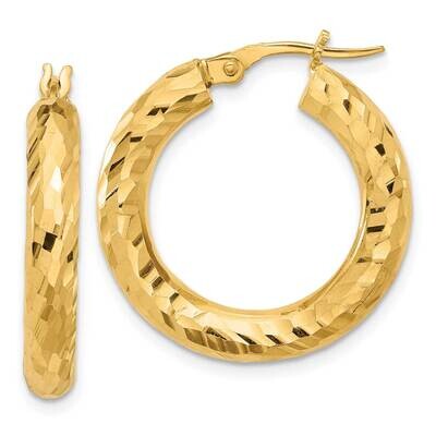 4mm Diamond-Cut Hoop Earrings 14k Polished Gold TC1060, MPN: TC1060,