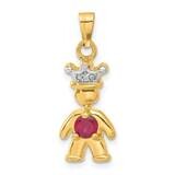 Diamond Synthetic July Birthstone Boy Pendant 14k Gold XK1058, MPN: XK1058,