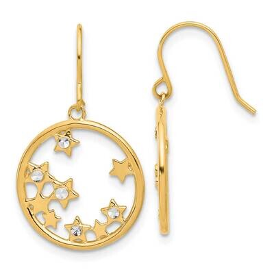 Diamond-Cut Stars In Circle Dangle Earrings 14k Gold White Rhodium  TF2364, MPN: TF2364,
