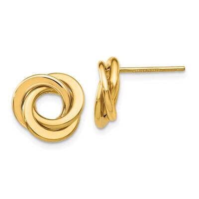 Intertwined Circles Post Earrings 14k Polished Gold TL945Y, MPN: TL945Y,