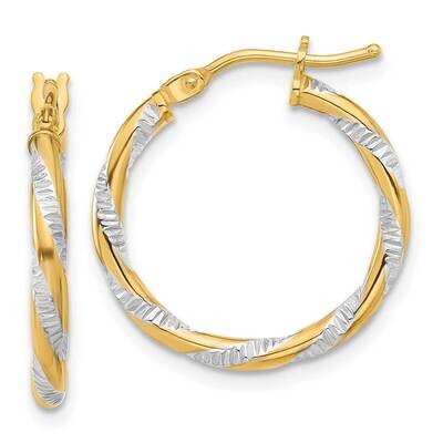 Polished Diamond-Cut Hoop Earrings 14k Gold White Rhodium  TC1050, MPN: TC1050,