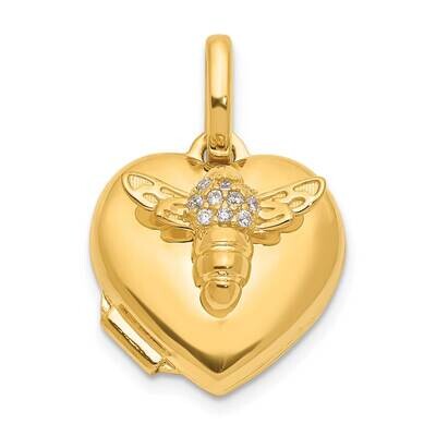 CZ Bee Heart 12mm Locket 14k Polished Gold XL855, MPN: XL855,