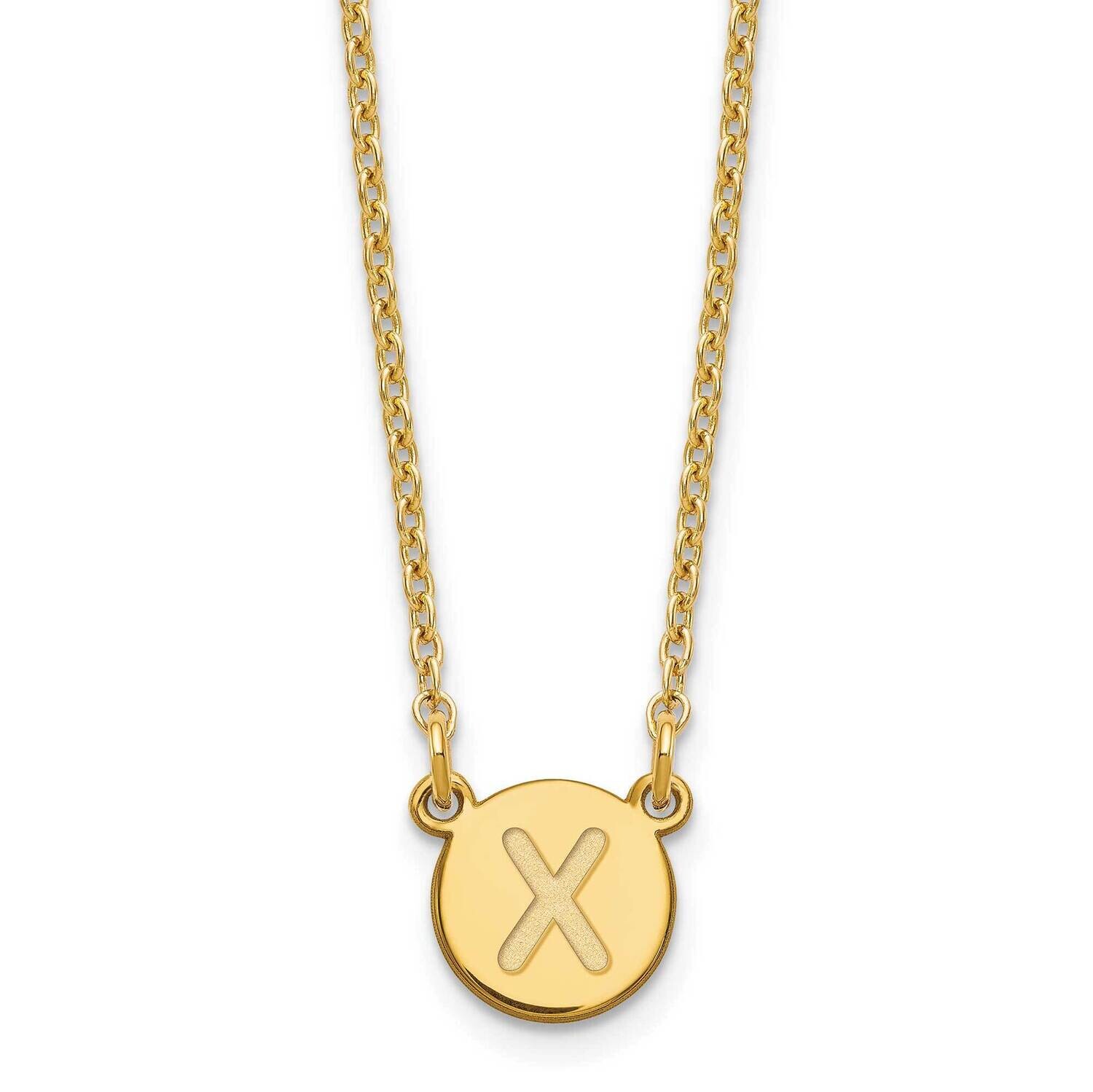 Gold-Plated Tiny Circle Block Letter X Initial Necklace Sterling Silver XNA722GP/X, MPN: XNA722GP/X,