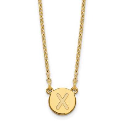 Gold-Plated Tiny Circle Block Letter X Initial Necklace Sterling Silver XNA722GP/X, MPN: XNA722GP/X,