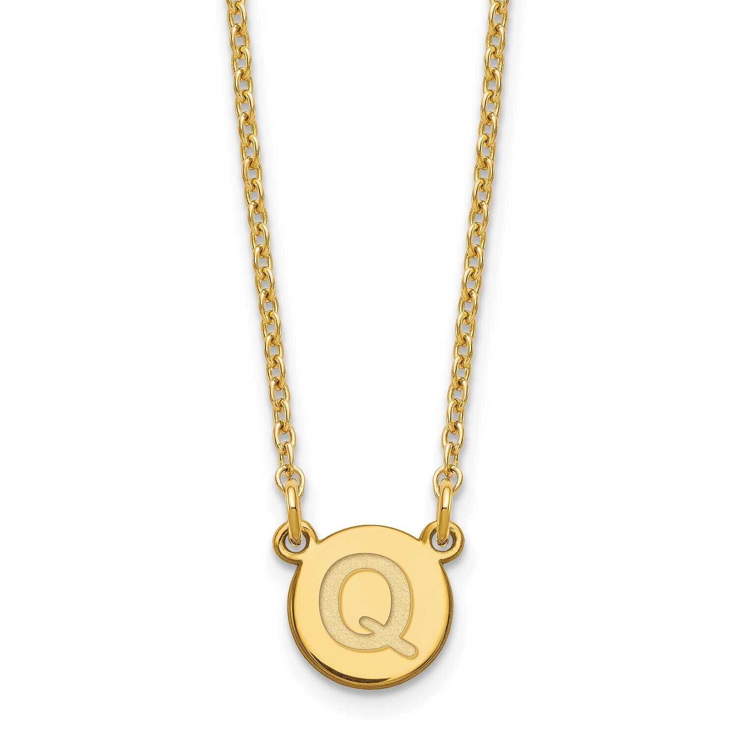 Gold-Plated Tiny Circle Block Letter Q Initial Necklace Sterling Silver XNA722GP/Q, MPN: XNA722GP/Q,