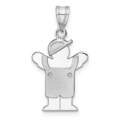 Small Boy Engravable Charm Mounting 14k White Gold XK440, MPN: XK440,