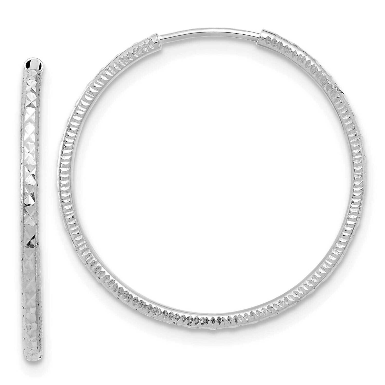 Diamond-Cut 1.50mm Endless Hoop Earrings 14k White Gold TF2176W, MPN: TF2176W,