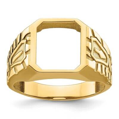 Men&#39;s Polished Grooved Masonic Ring Mounting 14k Gold X27B by Masonic, MPN: X27B,