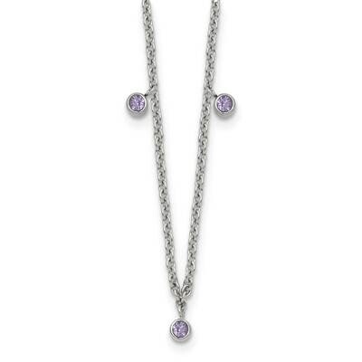 Polished Purple Crystal 17.5 Inch 2 Inch Extension Necklace Stainless Steel SRN3087PU-17.5 by Chise…