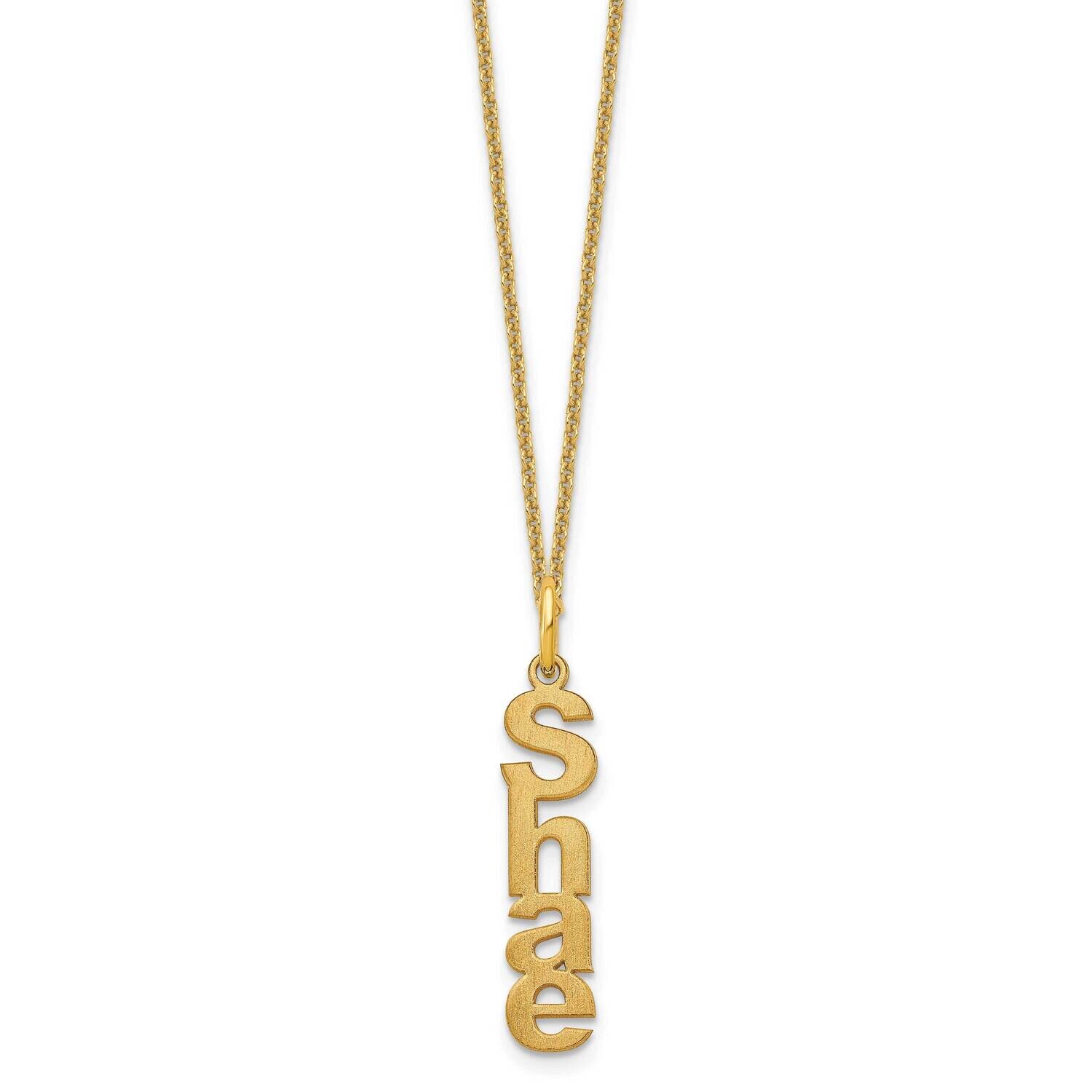 Brushed Vertical 1 Name Charm Necklace 14k Gold XNA1256/1Y, MPN: XNA1256/1Y,