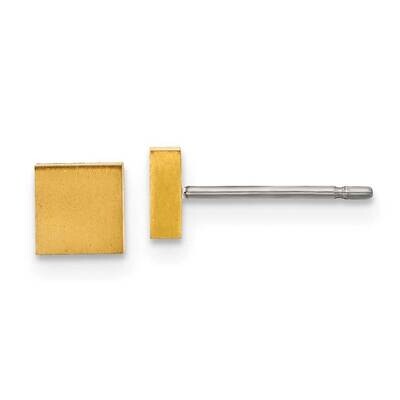 Chisel Brushed Yellow Ip-Plated Square Post Earrings Titanium TBE134 by Chisel, MPN: TBE134, 883957…