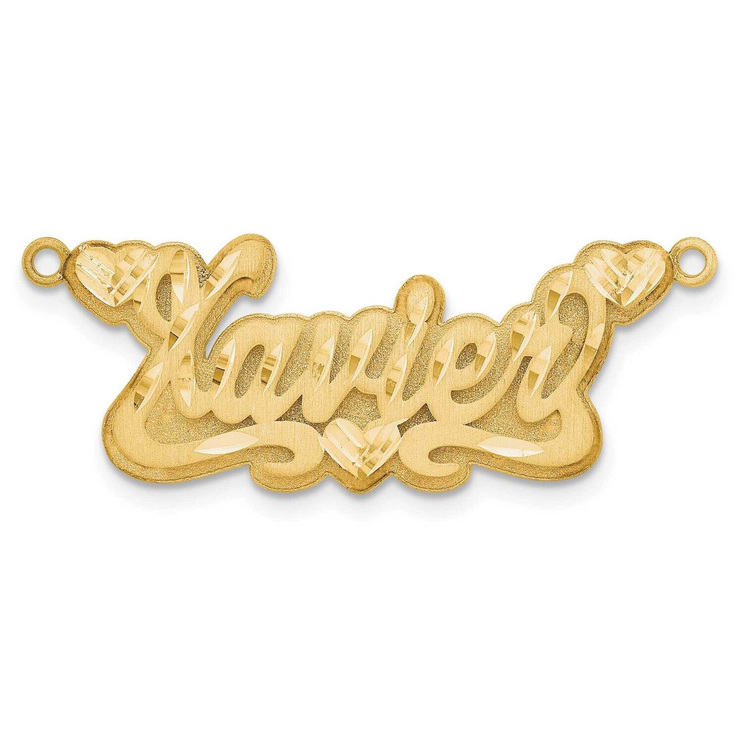 Gold-Plated 3D Satin Diamond-Cut Hearts Name Plate Sterling Silver XNA249GP, MPN: XNA249GP,