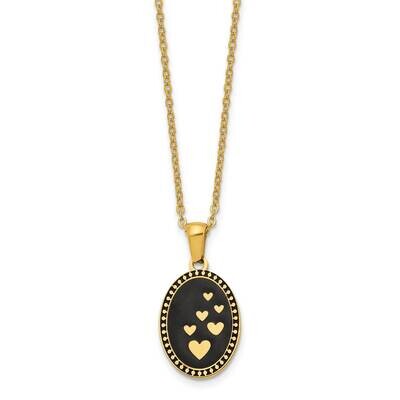 Chisel Polished Yellow Ip-Plated Enameled Hearts Pendant On A 15 Inch Cable Chain A 2.5 Inch Extens…