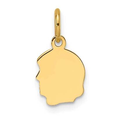 Plain Small .013 Gauge Facing Left Engravable Girl Head Charm 14k Gold XM667/13, MPN: XM667/13,