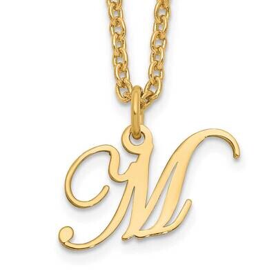Gold-Plated Letter M Initial Necklace Sterling Silver XNA756GP/M, MPN: XNA756GP/M,