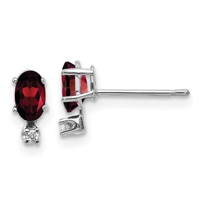 Diamond Garnet Birthstone Earrings 14k White Gold XBE180W, MPN: XBE180W,