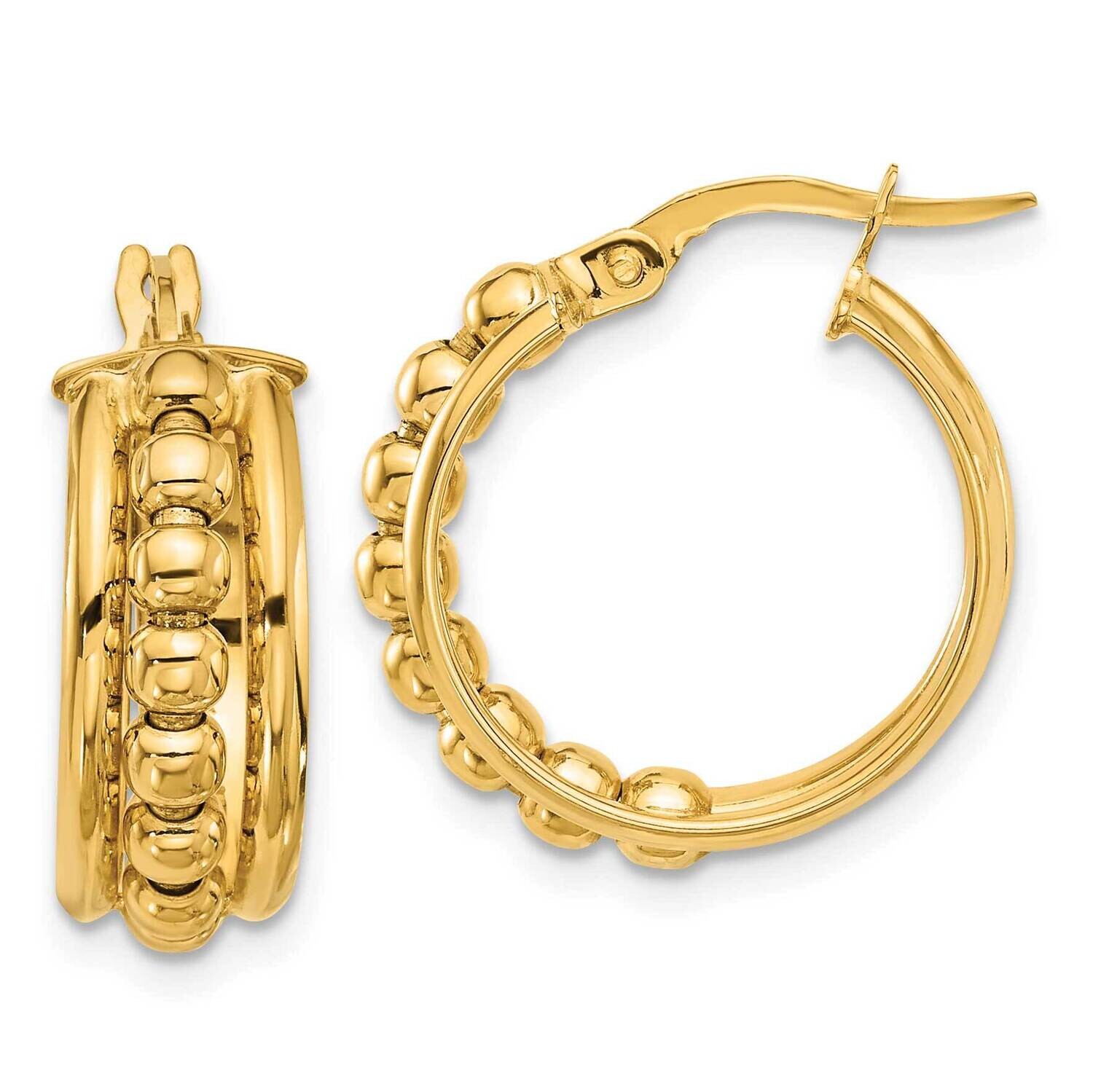 Beaded Hoop Earrings 14k Polished Gold TF2234