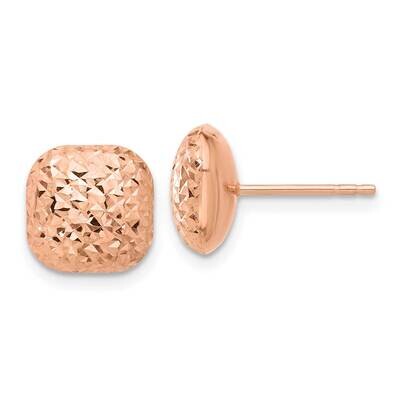 Polished Diamond-Cut 10mm Puffed Square Post Earrings 14k Rose Gold TF2340R, MPN: TF2340R,