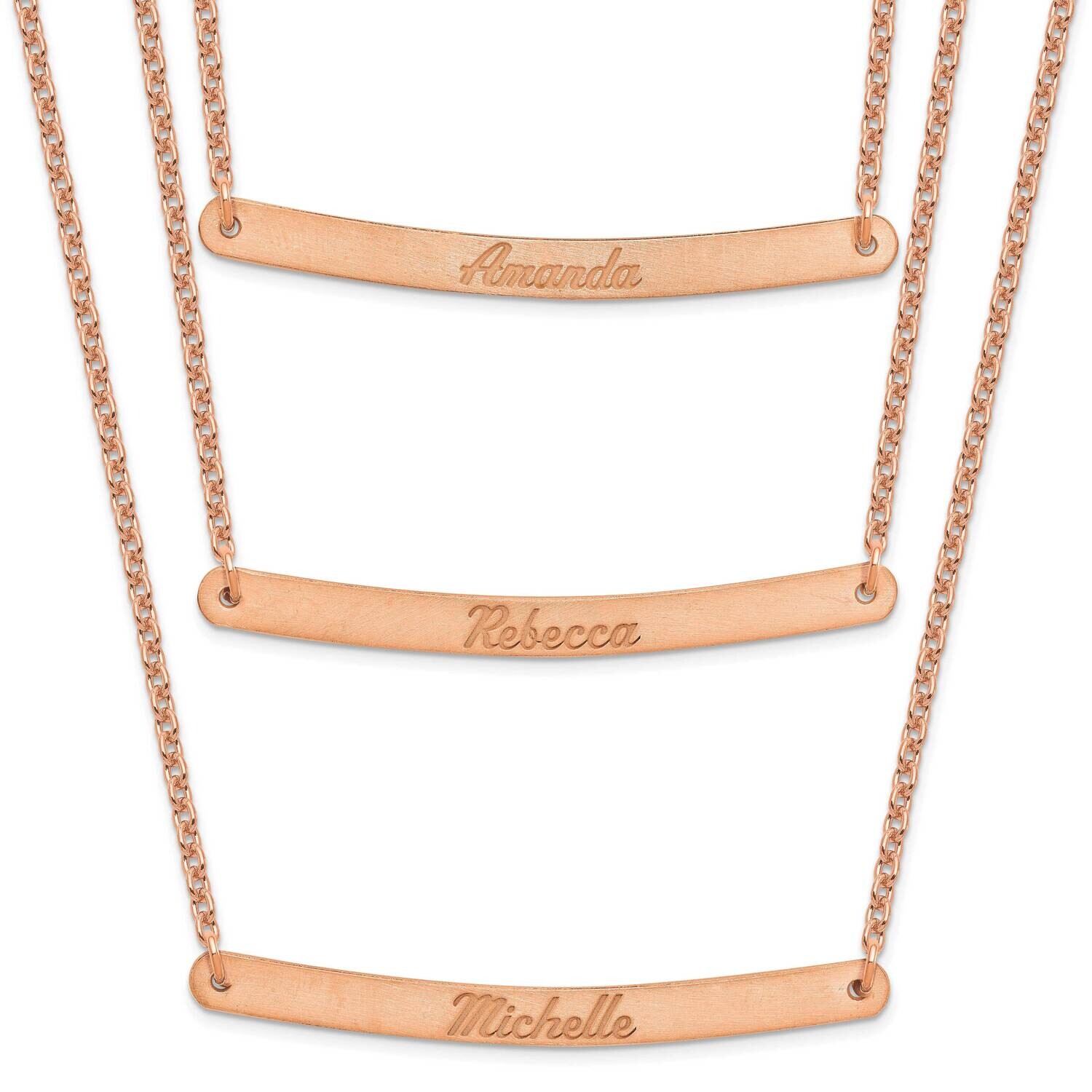 Rose-Plated Brushed 3 Chain 3 Bar Necklace Sterling Silver XNA653RP, MPN: XNA653RP,