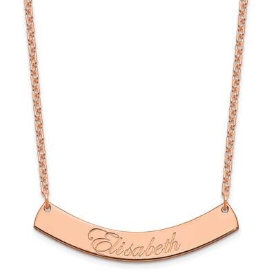 Rose-Plated Medium Polished Curved Edwardian Script Bar Necklace Sterling Silver XNA1222RP, MPN: XN…