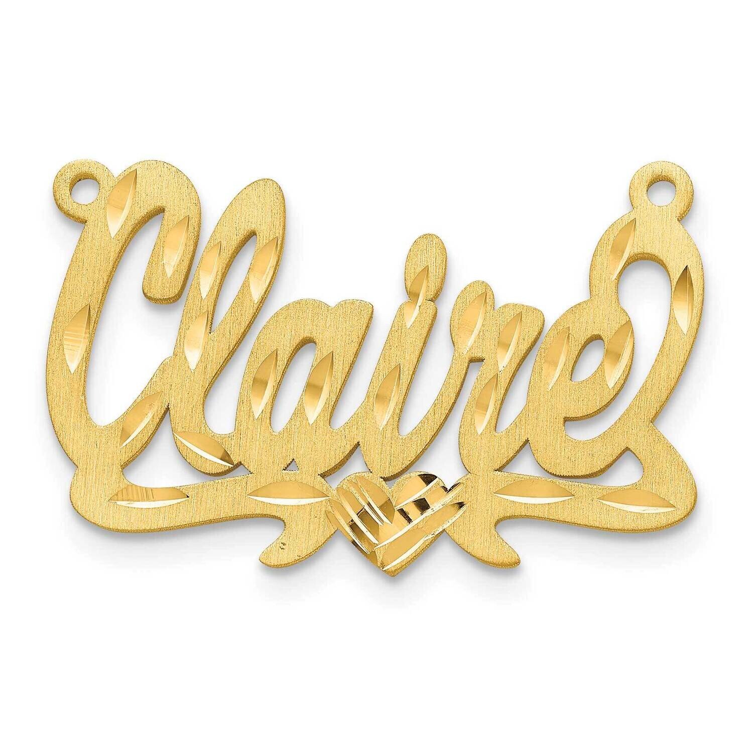 Gold-Plated Satin Diamond-Cut Heart Name Plate Sterling Silver XNA177GP, MPN: XNA177GP,