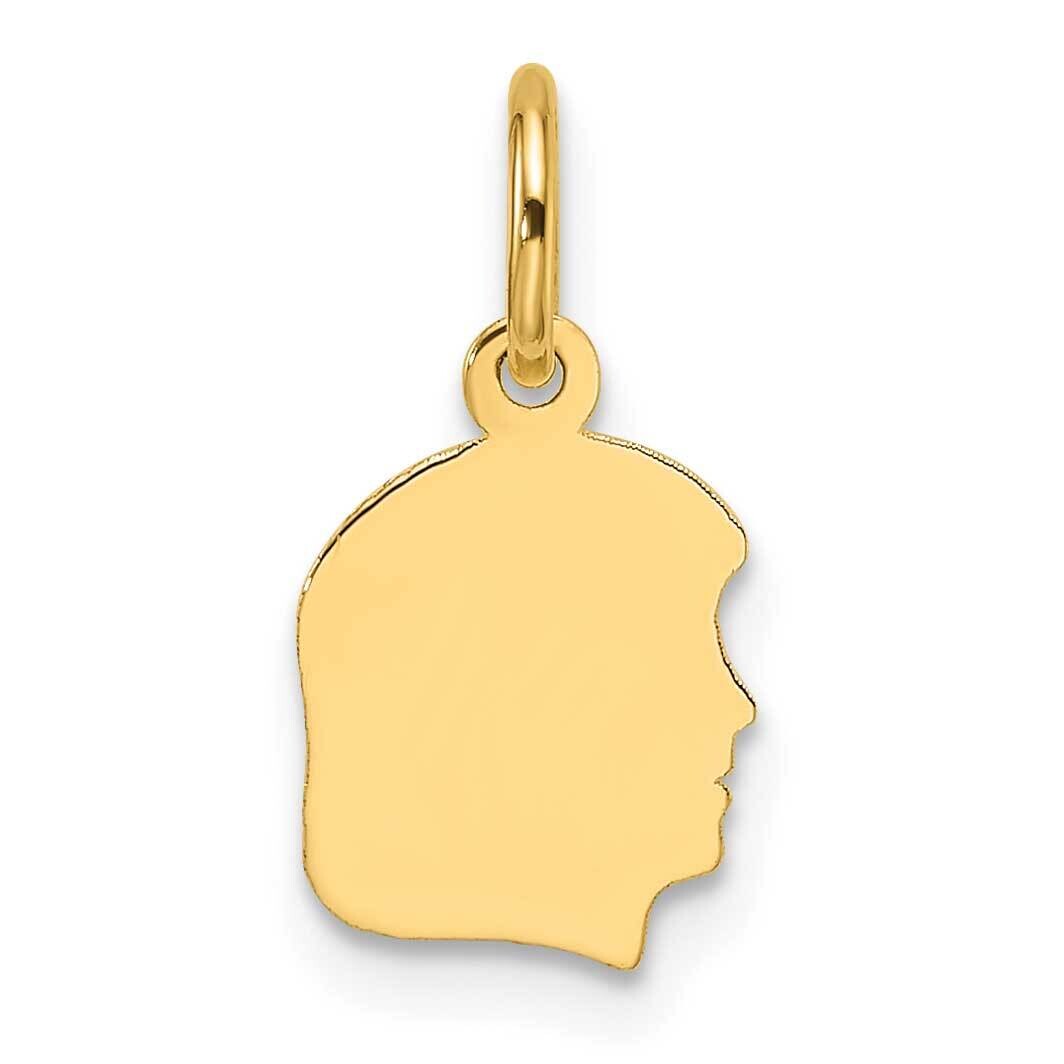 Plain Small .013 Gauge Facing Right Engravable Girl Head Charm 14k Gold XM660/13, MPN: XM660/13,