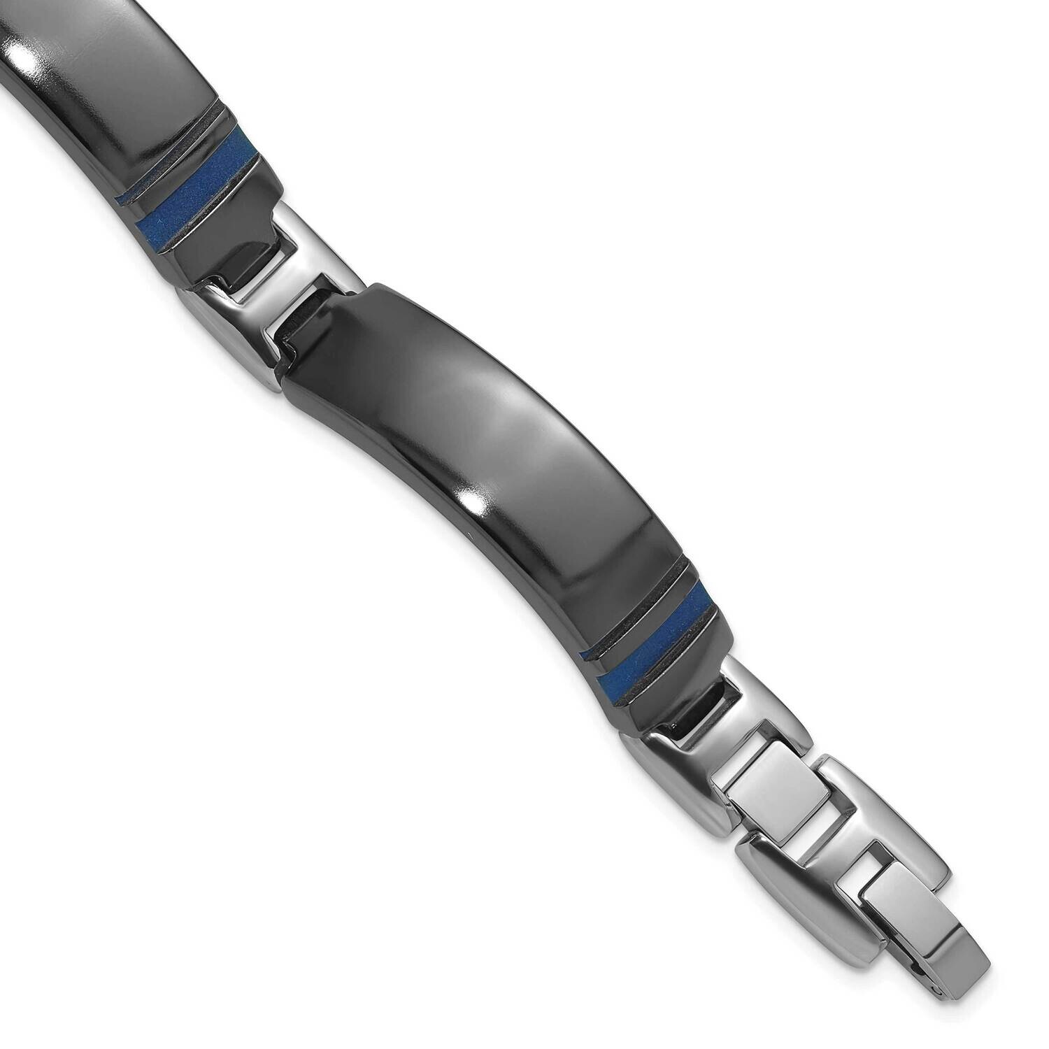 Black Ti Polished Blue Annodized Bracelet 8 Inch Titanium TBB168-8 by Chisel, MPN: TBB168-8,