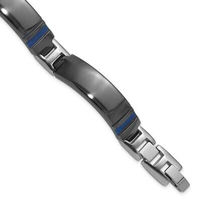 Black Ti Polished Blue Annodized Bracelet 8 Inch Titanium TBB168-8 by Chisel, MPN: TBB168-8,