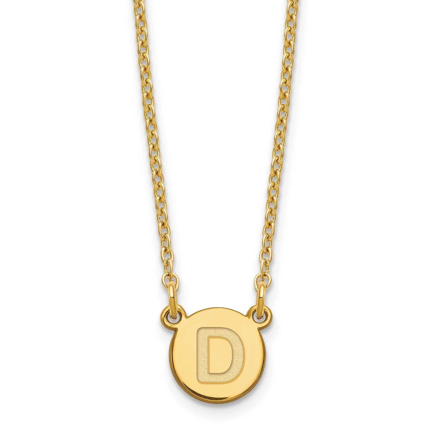 Gold-Plated Tiny Circle Block Letter D Initial Necklace Sterling Silver XNA722GP/D, MPN: XNA722GP/D,