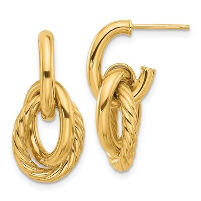 Textured Post Dangle Earrings 14k Polished Gold TF2327, MPN: TF2327,